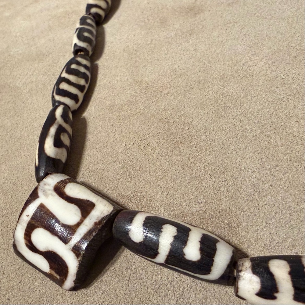 African Handcrafted Batik Bone Beads for Jewelry Making and Crafting - Picture 2 of 3